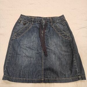 Y2K Eddie Bauer Short Denim Jean Skirt With Tie Pockets Sz 4